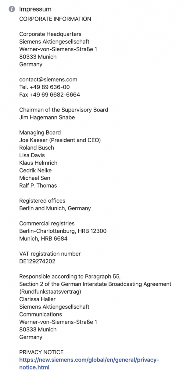 Example of an Impressum